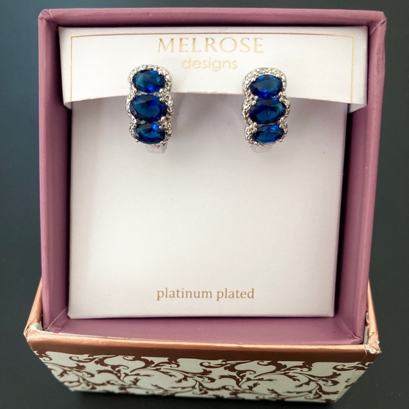 Melrose and Market Jewelry - NWOT MELROSE Platinum Plated Blue Earrings